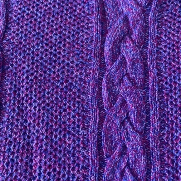 Talbots purple and red cable sweater - Picture 8 of 9